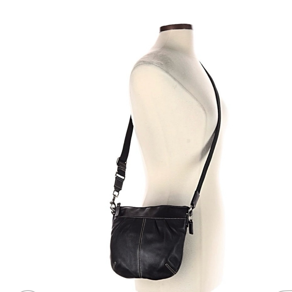 Coach Black Leather Pleated Crossbody with Contrast Stitching - Picture 2 of 3